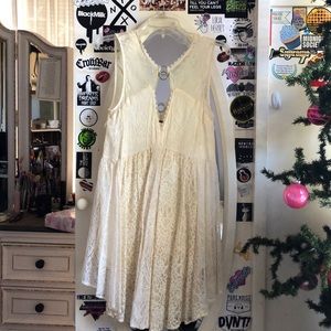 Free People Creme Flowing Lace Dress